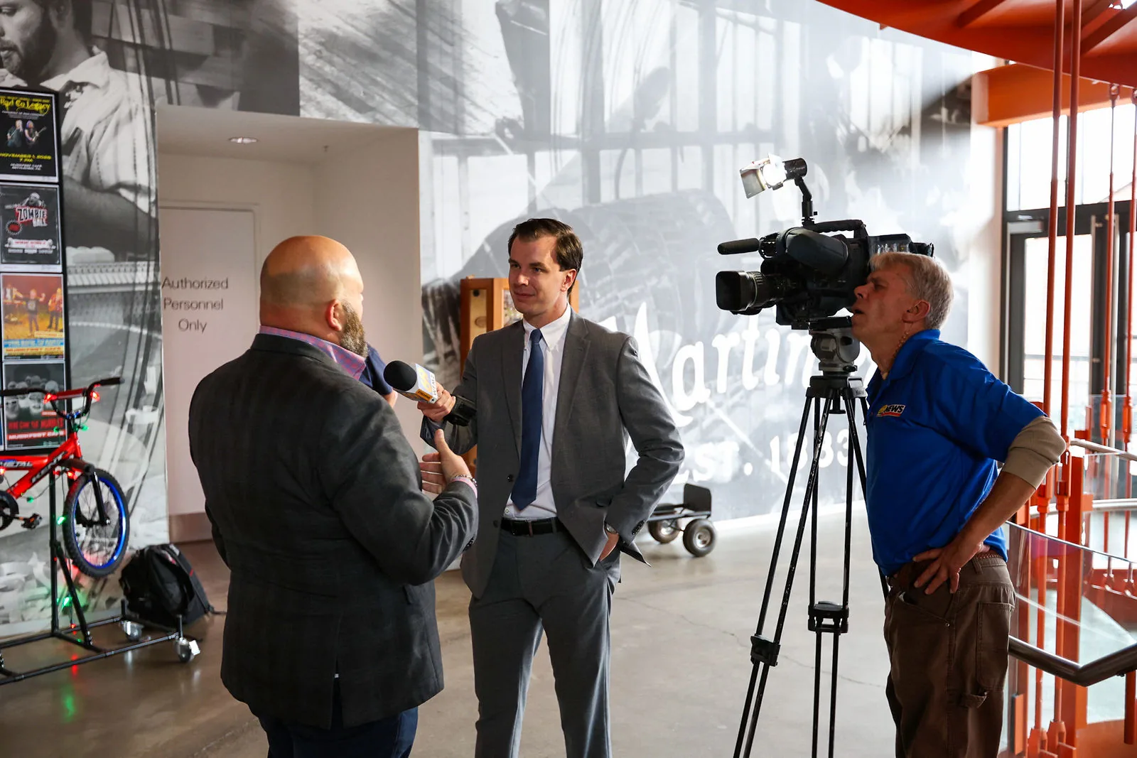 A WFMZ camera crew interviewing attendees in the lobby